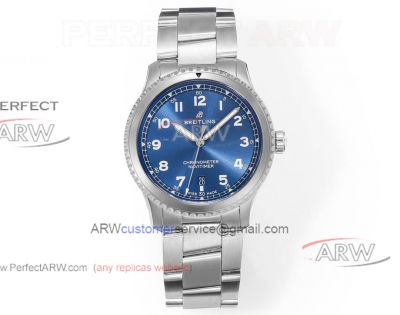 AAA replica BLS factory Breitling Swiss 2824 movement blue face chronograph watch 